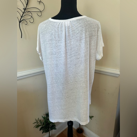 Old Navy womens Linen-Blend V-Neck Henley Blouse Sea Salt /Off White Size L EUC - Picture 4 of 6